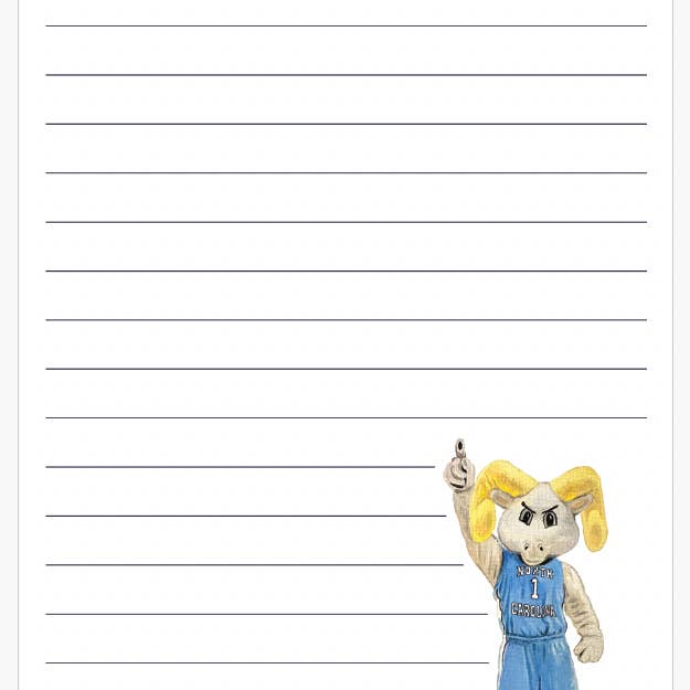 UNC Mascot 5x8 Notepad for wholesale by Valiant Gifts Inc
