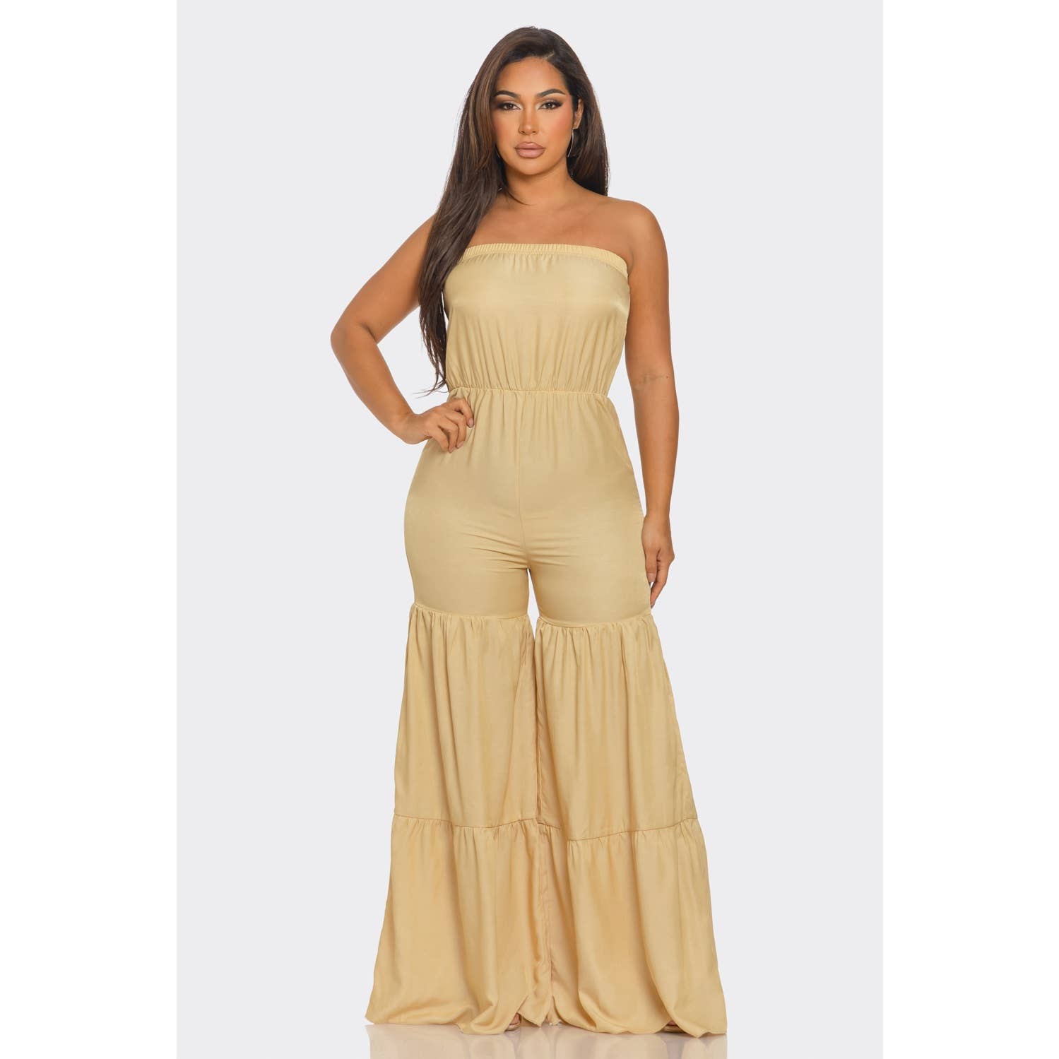 Style Up - Wholesale Jumpsuit - Women's - TIERED WIDE LEG TUBE JUMPSUIT3