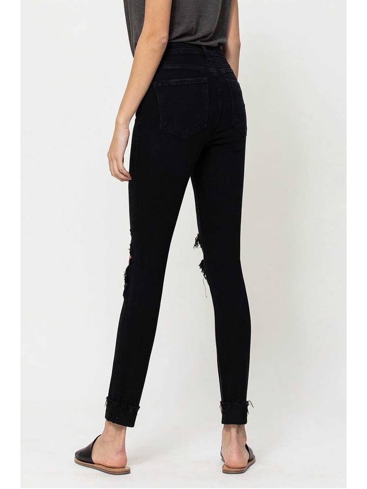 OVER YOU HIGH RISE DISTRESSED FRAYED CUFFED SKINNY JEANS F4081 for wholesale on Faire3