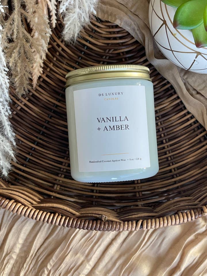 Vela de Frasco de Leite de Baunilha + Âmbar - 8 oz por atacado de DS Luxury Candles
