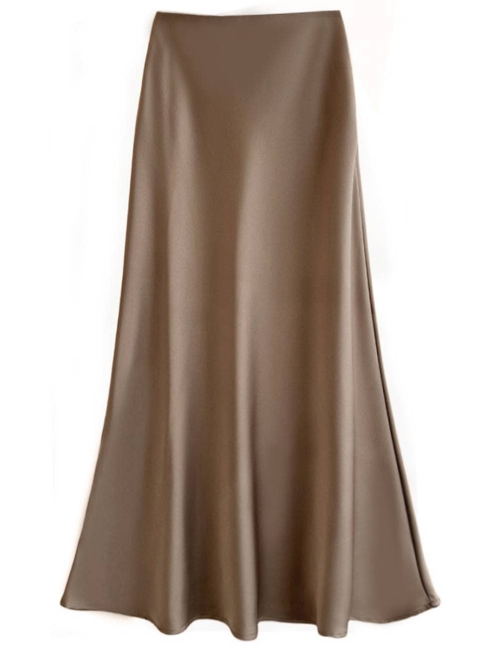 Sweetkama - Wholesale Skirt - Women's - Ladies Satin Elastic Wait Pearlescent Midi Skirt SKS5045315
