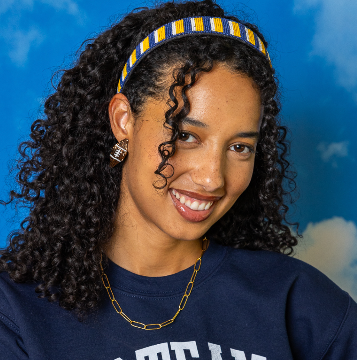 INK + ALLOY – wholesale Fashion headband – women's – Game Day Striped Beaded Headband Yellow + Blue Wholesale1