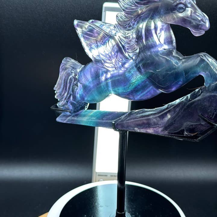 The 7 Directions - Wholesale Spiritual Stone/Crystal - Exquisite Rainbow fluorite Flying horse Pegasus H20810