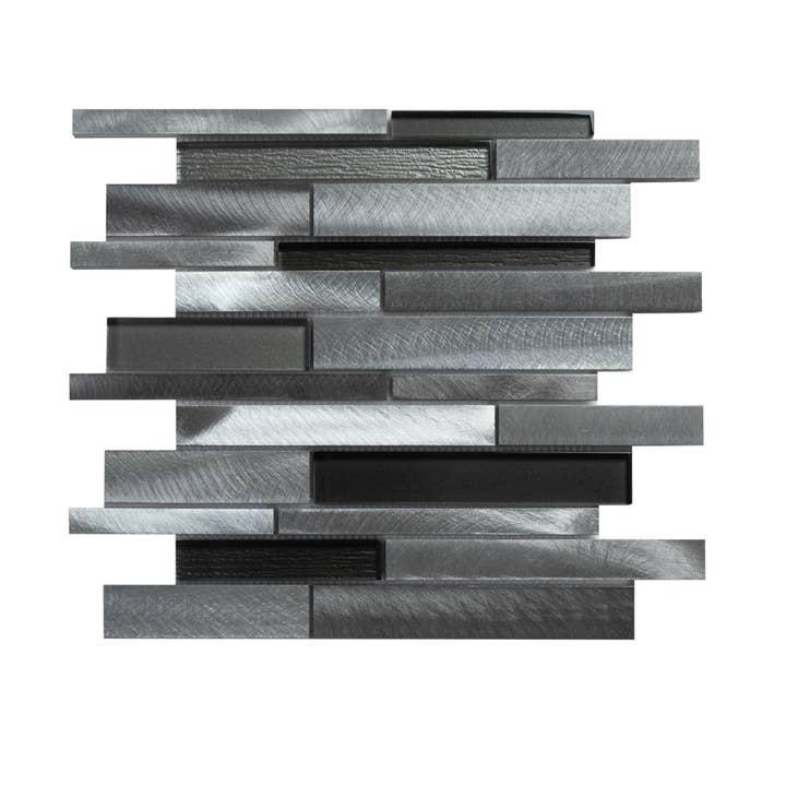 WS Tiles - Wholesale Wall Tile - Twilight Interlocking Mixed Aluminum and Glass Mosaic Tile, Backsplash for Kitchen and Living Space - 10 Square Feet Per Carton - Foil Backed Gray