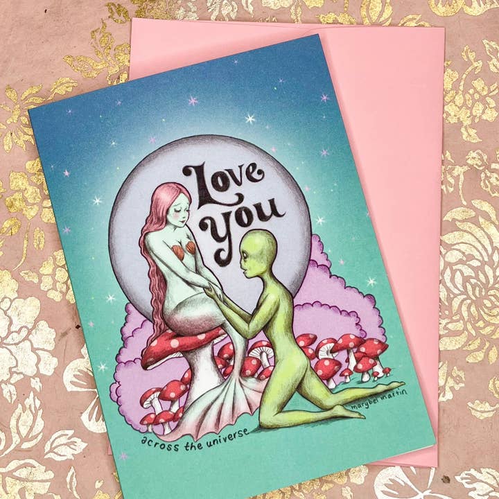 I Love You Across The Universe - 4.5 X 6.5" greeting card for wholesale by Marybel Martin