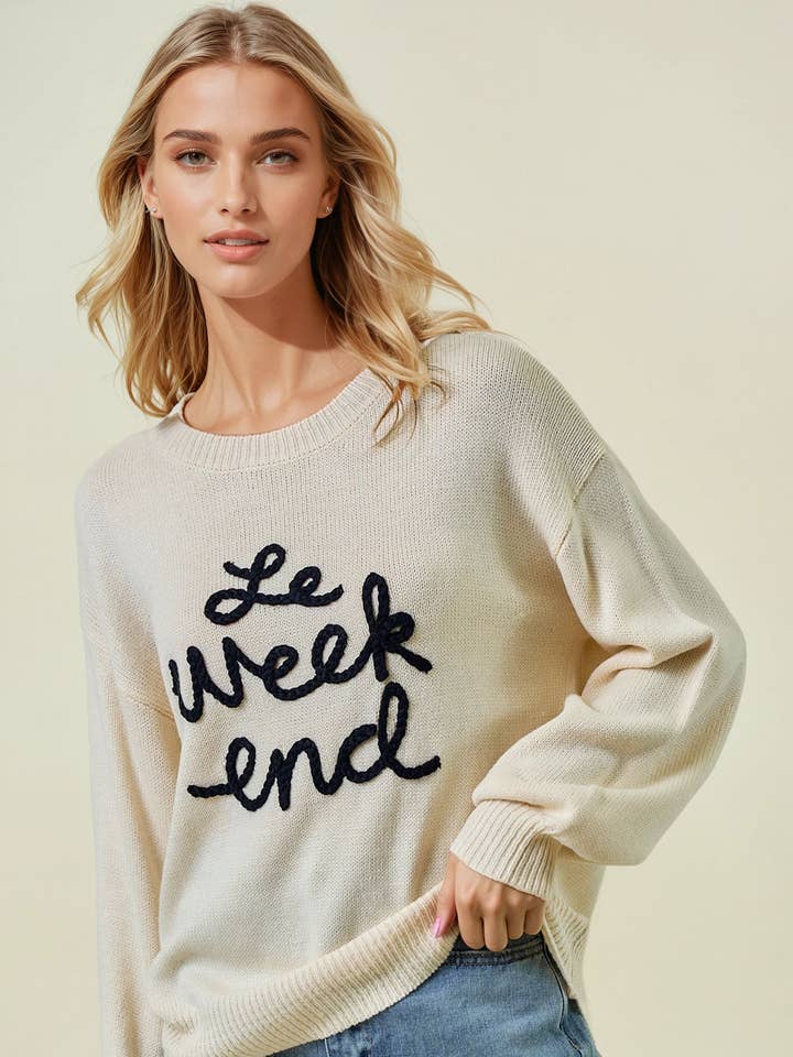 SWEAT À BRODERIE LE WEEKEND OVERSIZE - 43995T-5 pour la vente par Doe and Rae