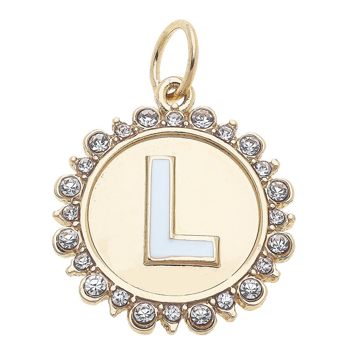 Canvas Style - Wholesale Individual Charm/Pendant - Rhinestone Letter Disc Charm in Shiny Gold11