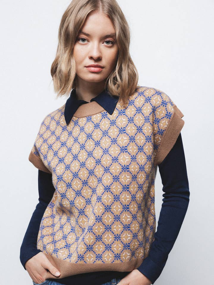 Jacquardstickad väst (438664-18) för wholesale av Lanidor