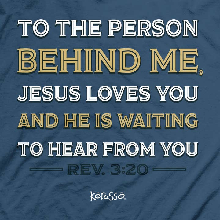 Indigo Blue Kerusso Christian T-Shirt The Person Behind Me for wholesale on Faire4