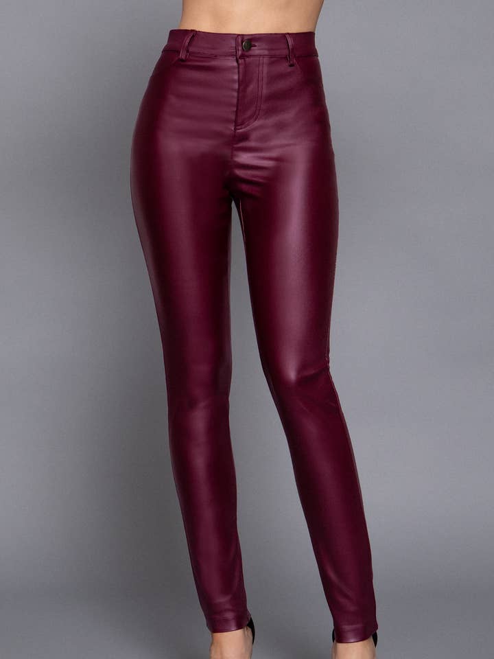 Active Basic | Active USA - Wholesale Pants - Women's - Pu Faux Leather Coated Long Pants 8