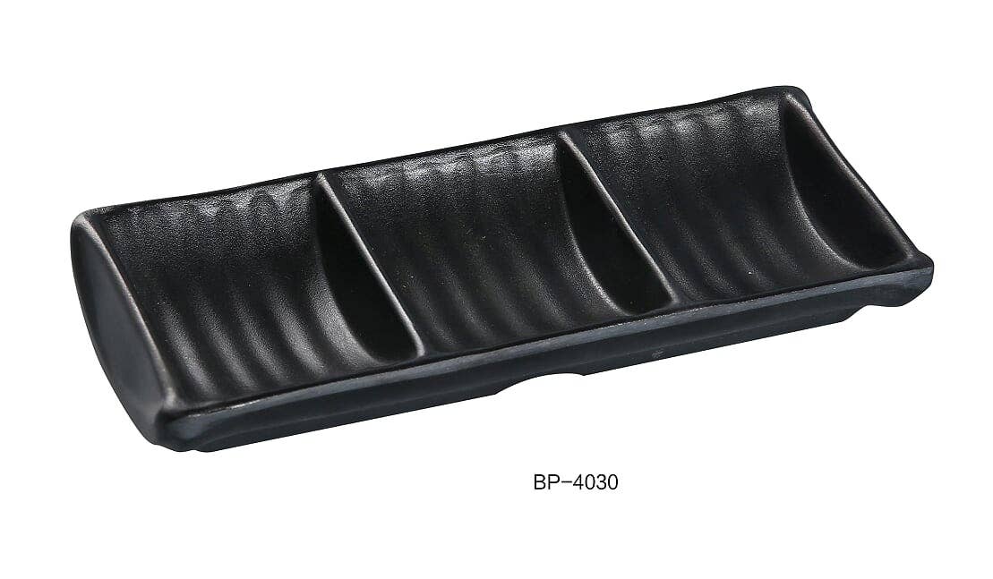 Yanco - Wholesale Dish - 7 1/2" X 3 1/2" TRIPLE SAUCE DISH 2.5 OZ EACH0