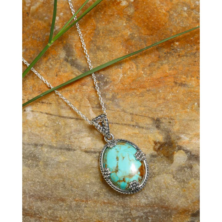 Tiramisu - Wholesale Pendant/charm necklace - 925 Sterling Silver Blue Mohave Turquoise Gemstone Pendant1