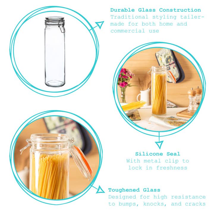 Rinkit Pty Ltd - Wholesale Jar - Glass Spaghetti Jar - 2 Litre - Orange Seal3