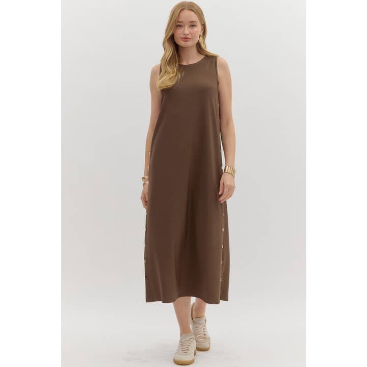 Solid rib textured sleeveless pullover midi dress for wholesale by STYLE USA
