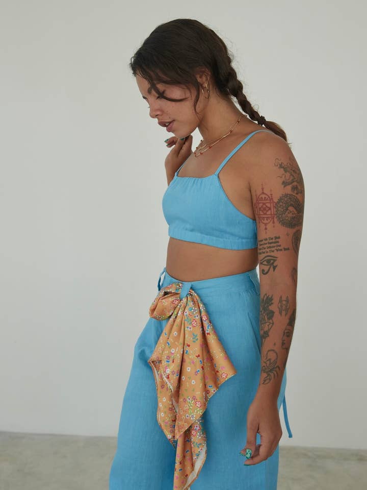 El bralette de corbata de lino para venta al por mayor de balm wears