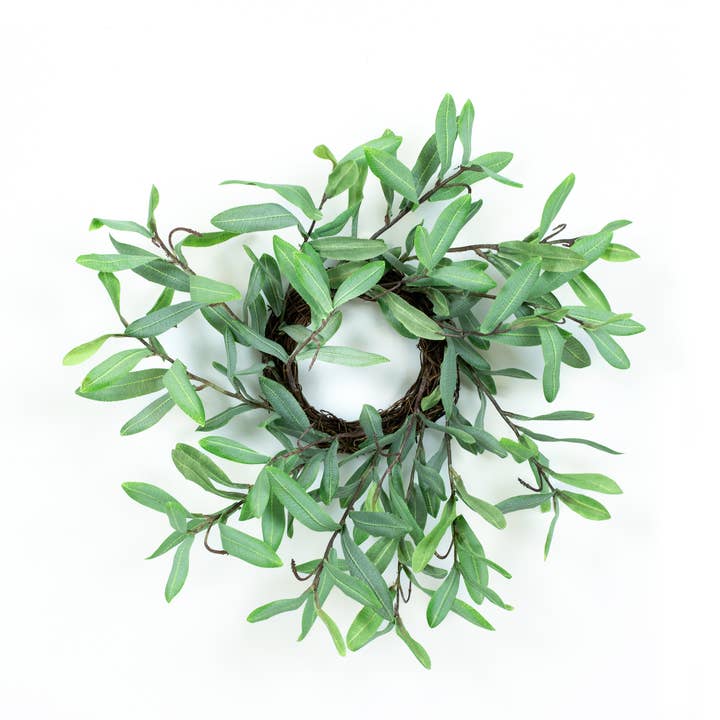 K10007 - 12" Ollie Olive mini Wreath - Faux Olive Leaves for wholesale by Devanie At Home (Formerly Adams & Co.)
