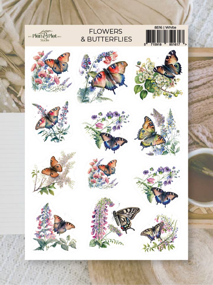 Adesivi fiori e farfalle per la vendita all'ingrosso da parte di Plan & Plot Studio