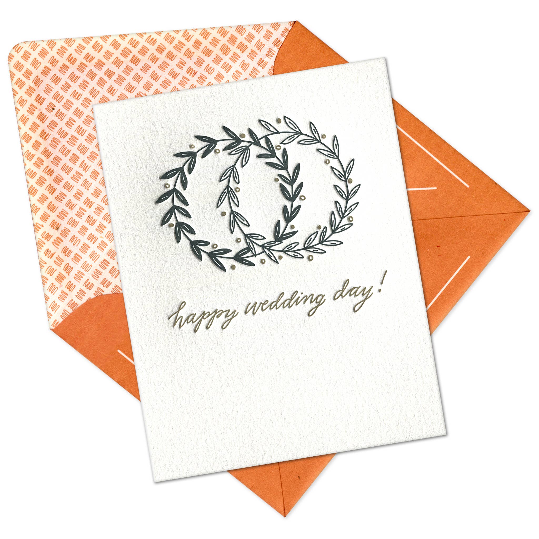 INK MEETS PAPER - Wholesale Wedding Card - Happy Wedding Day Entwined Wreath Letterpress Card2