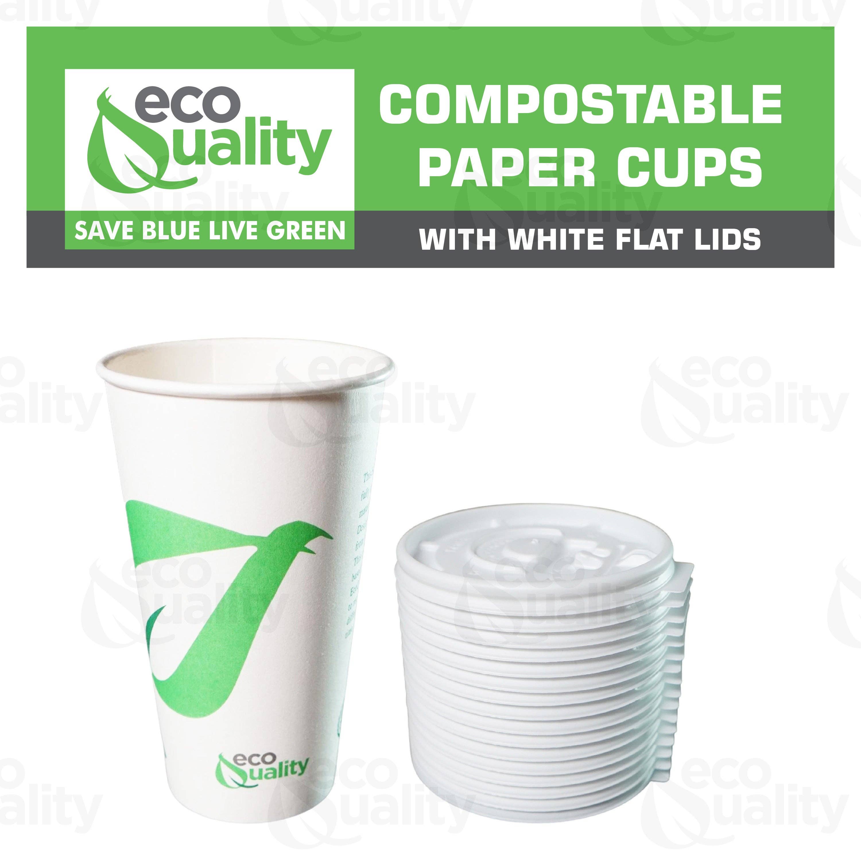 EcoQuality - Vente Gobelets jetables - Café en papier blanc biodégradable jetable de 20 oz6
