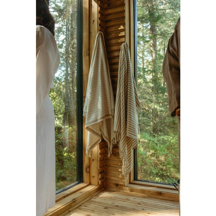Indaba Trading - Wholesale Bath Towel - French Stripe Hammam Bath Towel, Stone