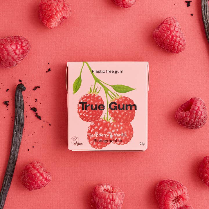 Gourmandise - Wholesale Chewing Gum - Plastic-free gum Raspberry and vanilla flavour TRUE GUM