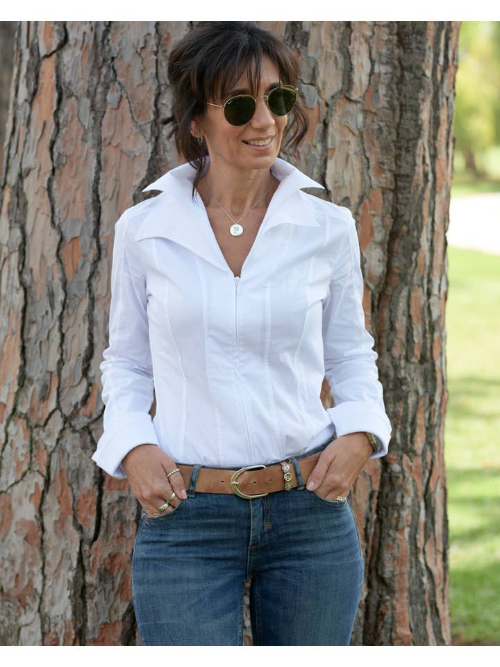 Ella and Cherry – wholesale Buttoned-down shirt – Women's – Dahlia White Shirt