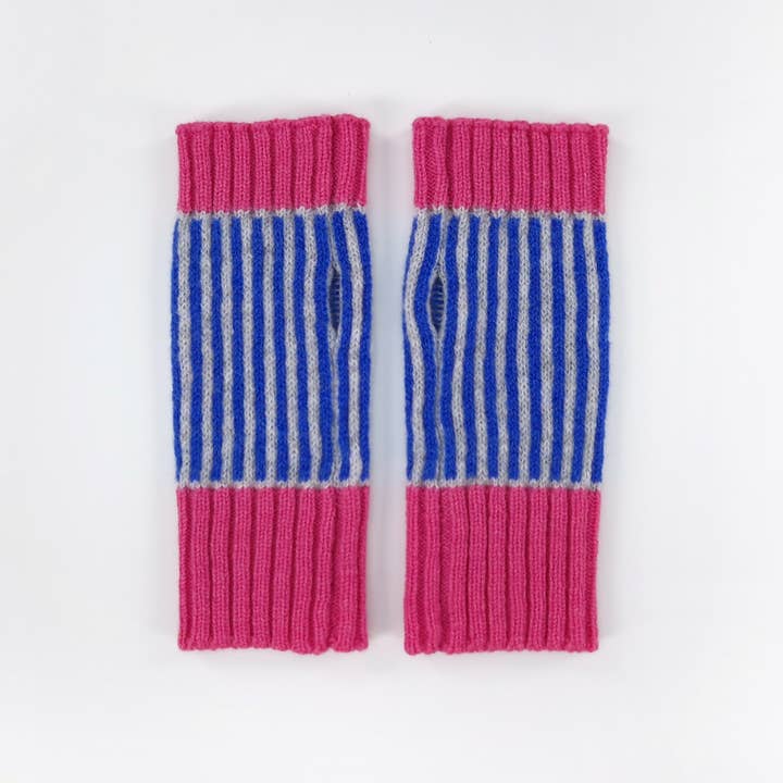 Candy Coated Accessories - Wholesale Hand Warmer - Lambswool Wrist Warmers - Green, Grey & Coral2