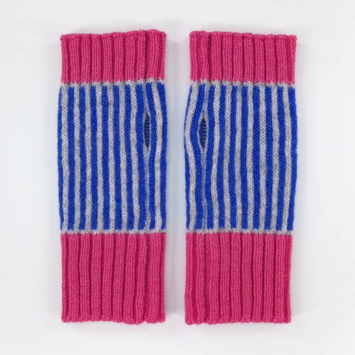 Calentadores de muñeca de lana de cordero - azul, gris y rosa para venta al por mayor de Candy Coated Accessories