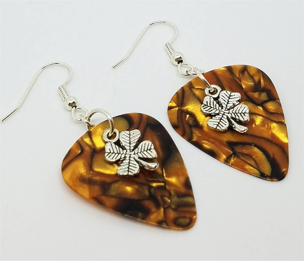 Simply Raevyn - Wholesale Dangle Earrings - Small Shamrock Charm Guitar Pick Earrings7