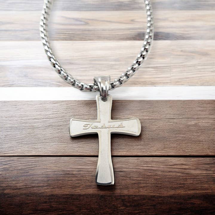 Cross Jesus Heavy Chain Necklace for wholesale by Forgiven Jewelry