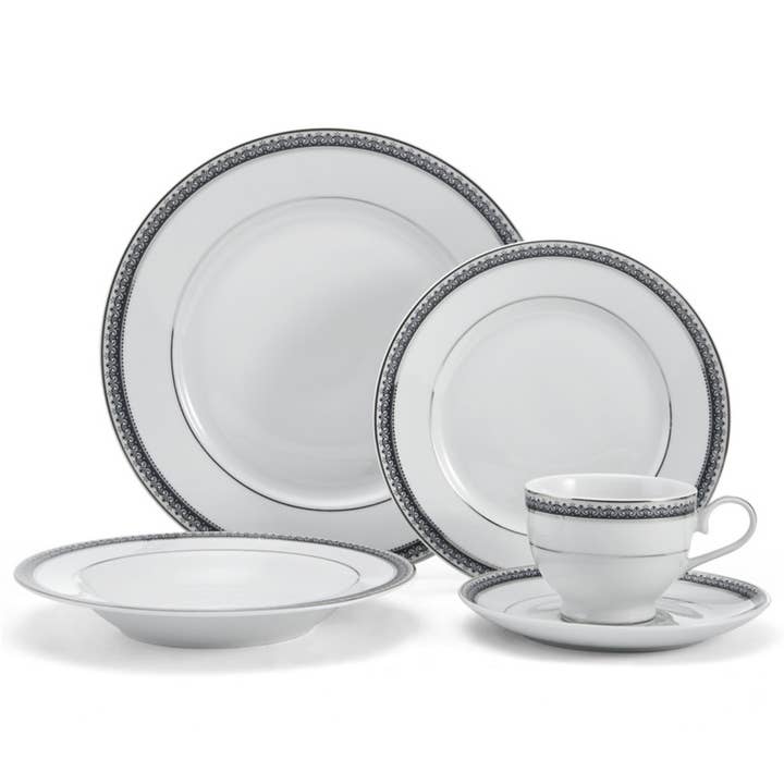 Fitz and Floyd® Mikasa® Pfaltzgraff® - Wholesale Dinnerware Set - Mikasa Platinum Crown Cobalt 40PC DW Set Brown Bx Pkg