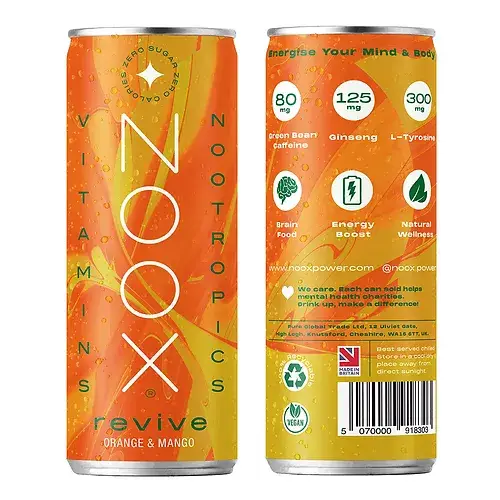 NOOX Power – wholesale Sports/energy drink – NOOX REVIVE Orange & Mango - Case of 62