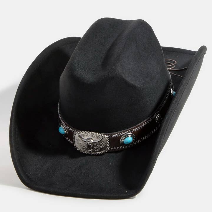 Collections by Fame Accessories - Wholesale Cowboy Hat - Women's - Longhorn Concho Strap Cowboy Hat7