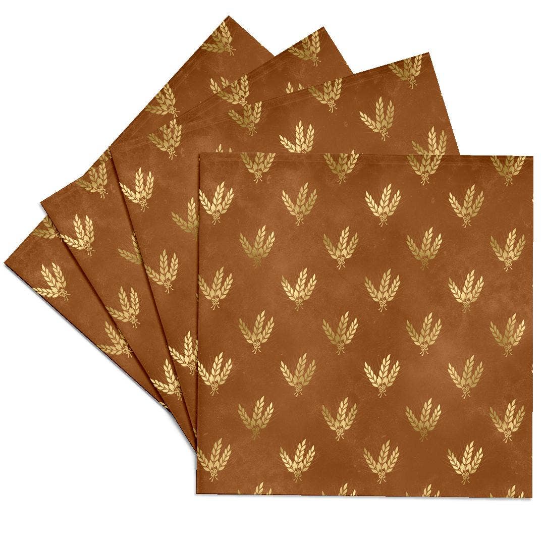 3dRose - Wholesale Coasters - 3dRose, Chic Brown and Image Of Gold Wheat Pattern, Coaster0