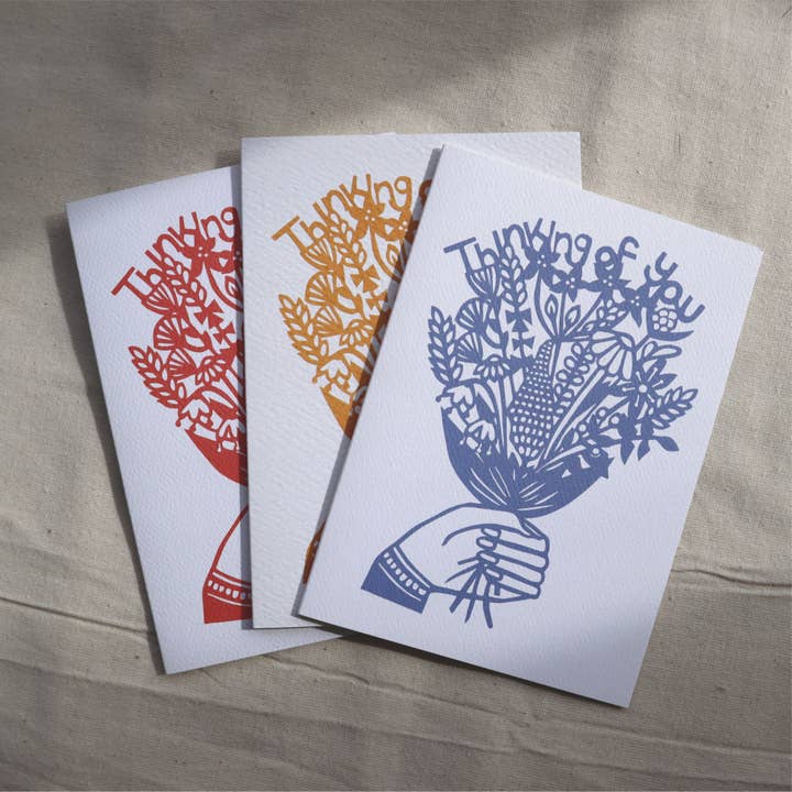 Thinking of You card - 3 colours for wholesale by Gemma Barnett