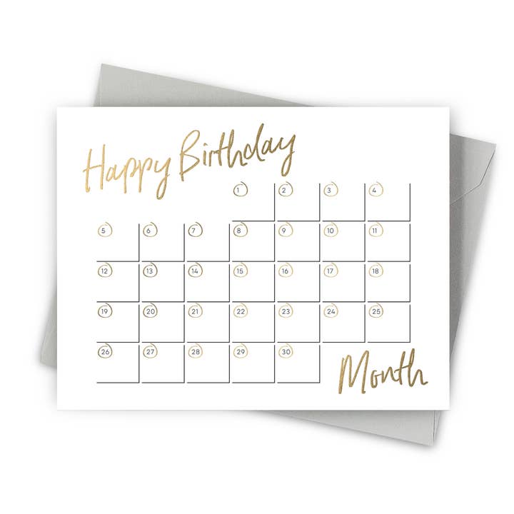 Birthday Month Calendar – Foil-Pressed Birthday Card for wholesale by Fine Moments