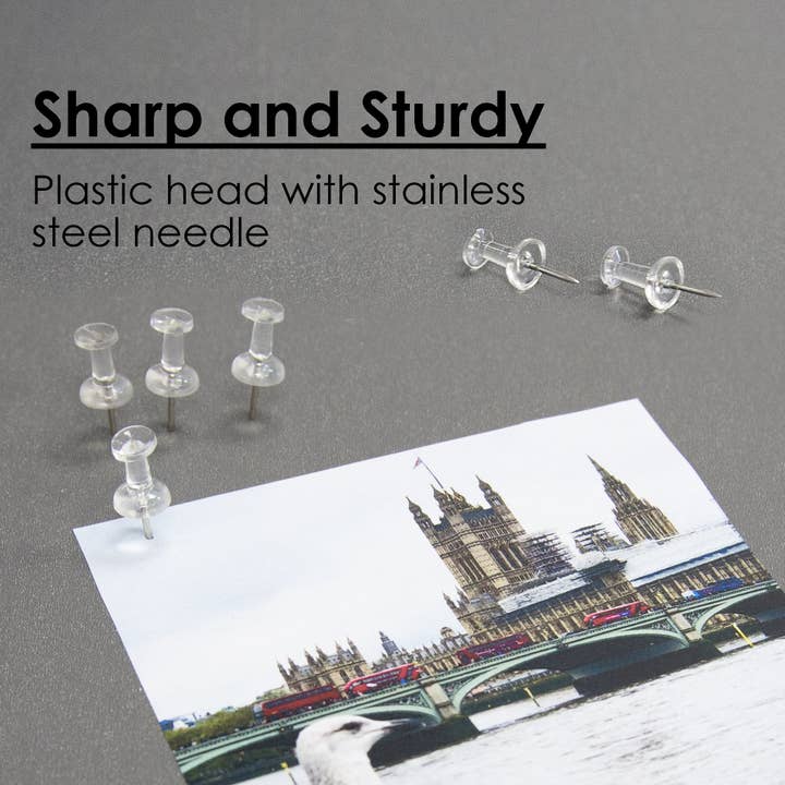 Luna Office Supply - Everyday Essential - Wholesale Push Pin - Clear Transparent Push Pins - Pack of 100