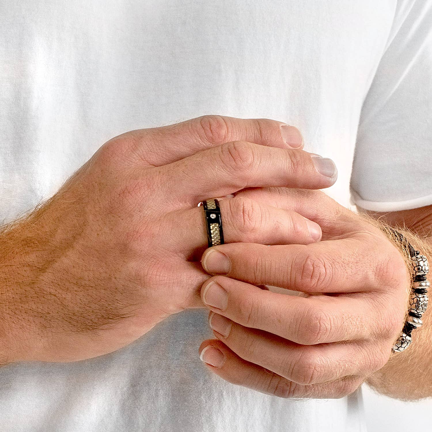 West Coast Jewelry - Wholesale Band/Stacked Ring - Carbon Fiber Cubic Zirconia Band Ring3