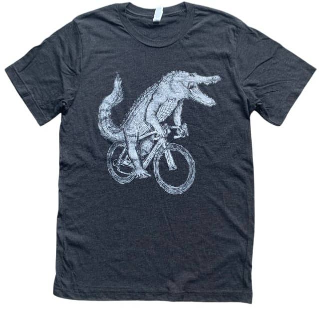 Alligator on A Bicycle Men's/Unisex Shirt for wholesale by Dark Cycle Clothing