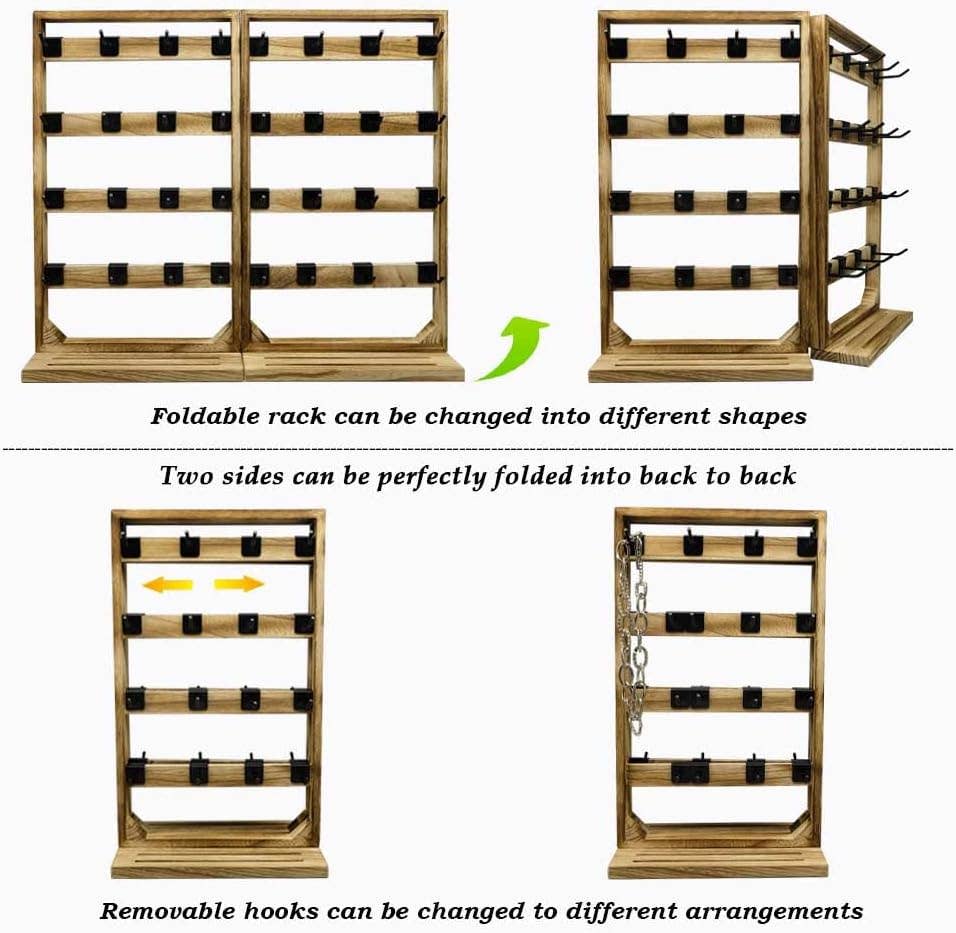 Cork and Charm – Großhandel Schmuckständer & -display – Doppelter faltbarer Schmuckständer aus Holz für Ohrringe6