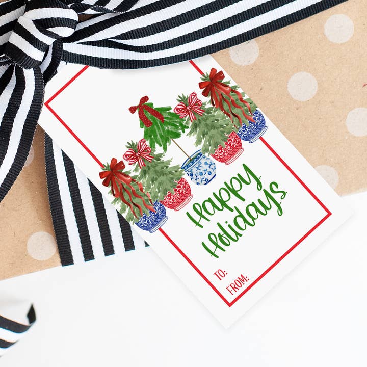 Julklappetiketter med topiarier för wholesale av Note Worthy Paper Place