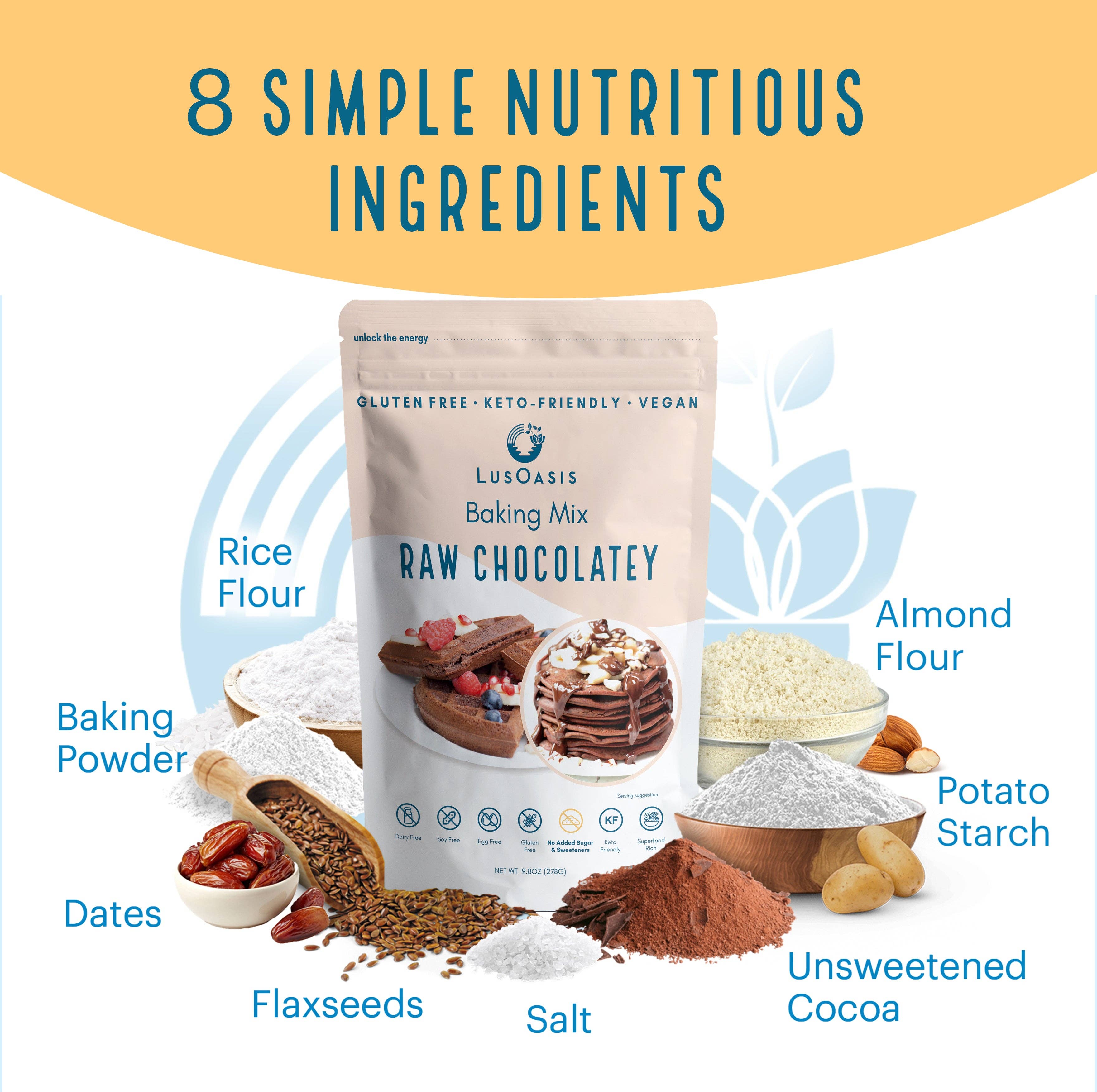 LusOasis – Engroshandel Pandekagemix – Raw Chocolatey Veganer, Glutenfri, Keto Venlig Bagning Mix6