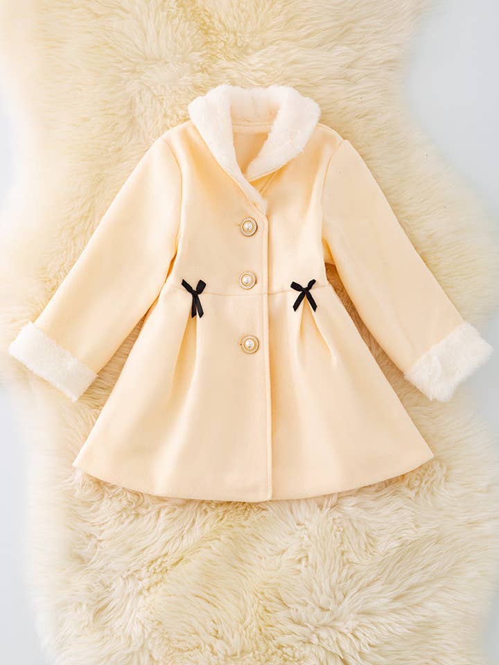 🔶❄️🔶 Ivory lined jacket with cozy fur trim. TPG40409 Sol for wholesale by Kids Charm Online