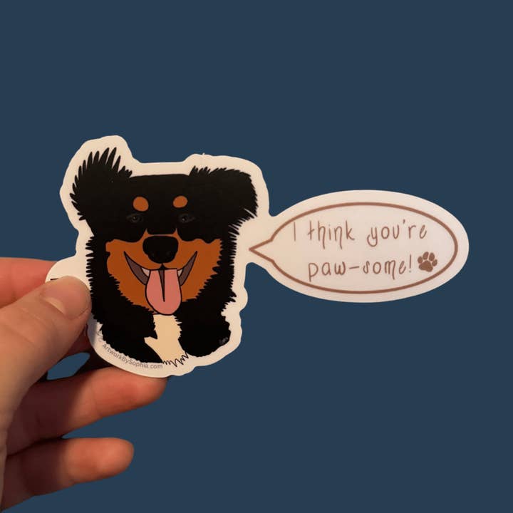 Penso che tu sia pazzesco! - Adesivo gioco di parole per cani per la vendita all'ingrosso da parte di Artwork by Sophia