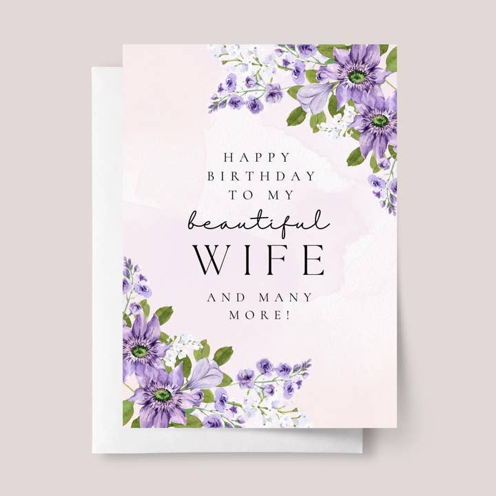 Birthday Card for Wife with Purple Roses for wholesale by Design Sprinkles