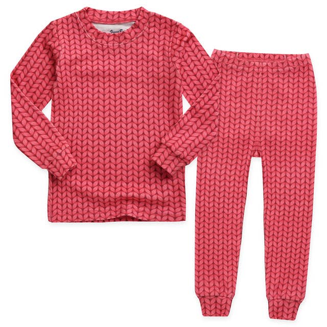 Cozy Knit Dark Pink Modal Long Sleeve PJs for wholesale by Vaenait Baby