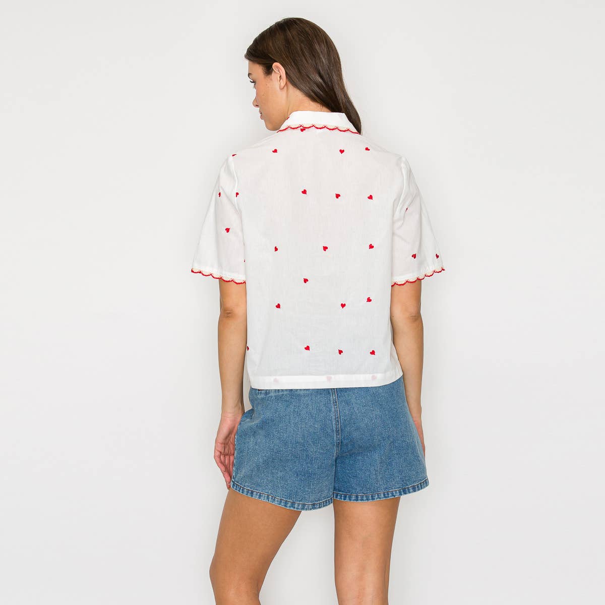 LoveWednesday - Wholesale Button Down Shirt - Women's - My Red Heart Shirts - LWT19637