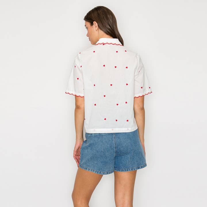 LoveWednesday - Wholesale Button Down Shirt - Women's - My Red Heart Shirts - LWT19637