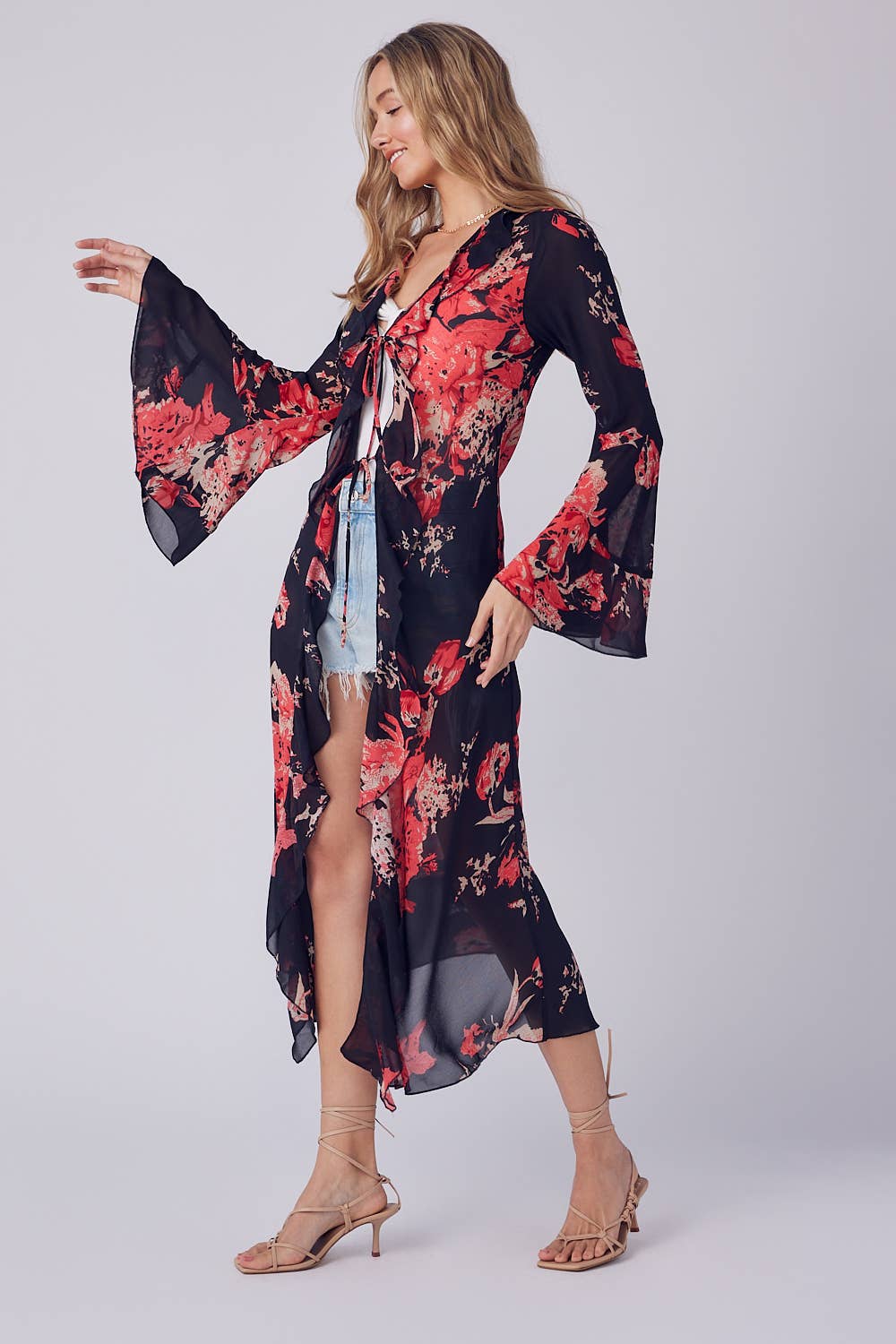 Bluivy - Wholesale Kimono - Women's - FLORAL PRINT RUFFLE KIMONO15