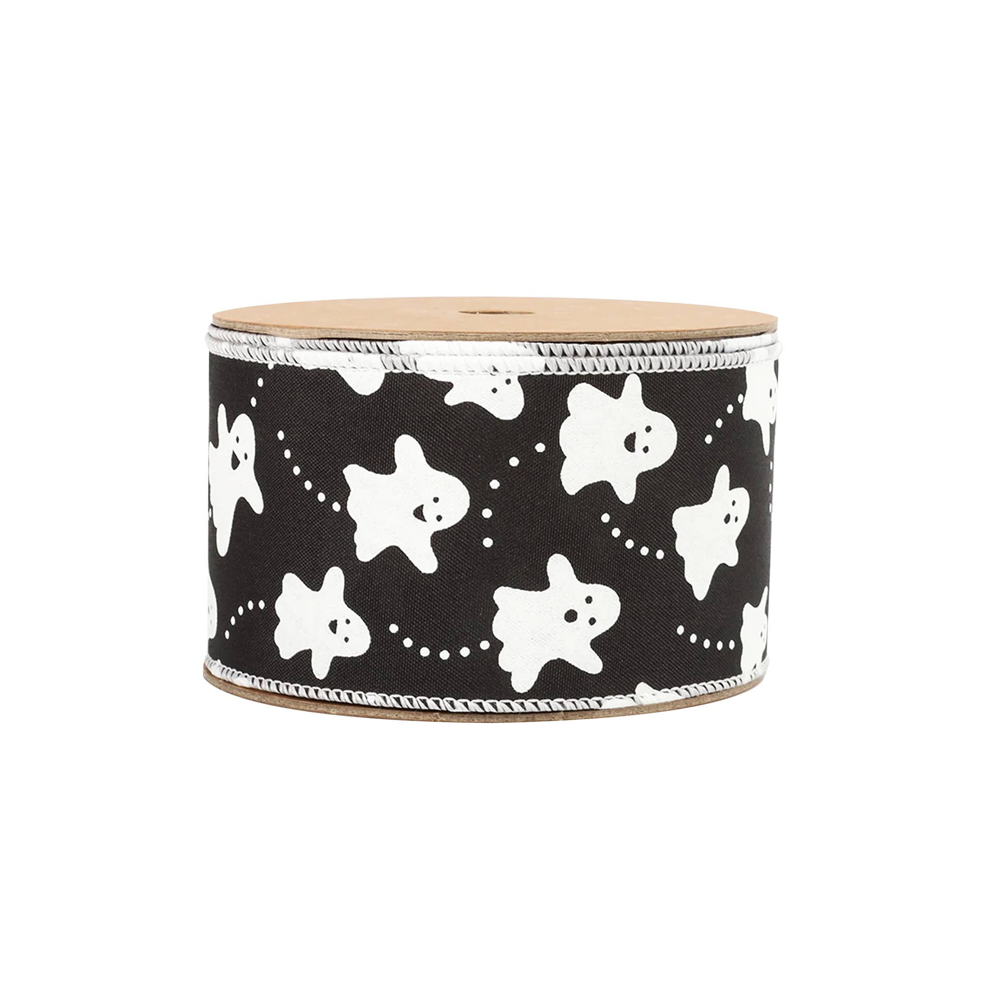 LA Ribbons Wholesale - Wholesale Ribbon - Gift Wrapping - 2 1/2" Wired Ribbon | "Ghosts" Black/White | 10 Yard Roll4